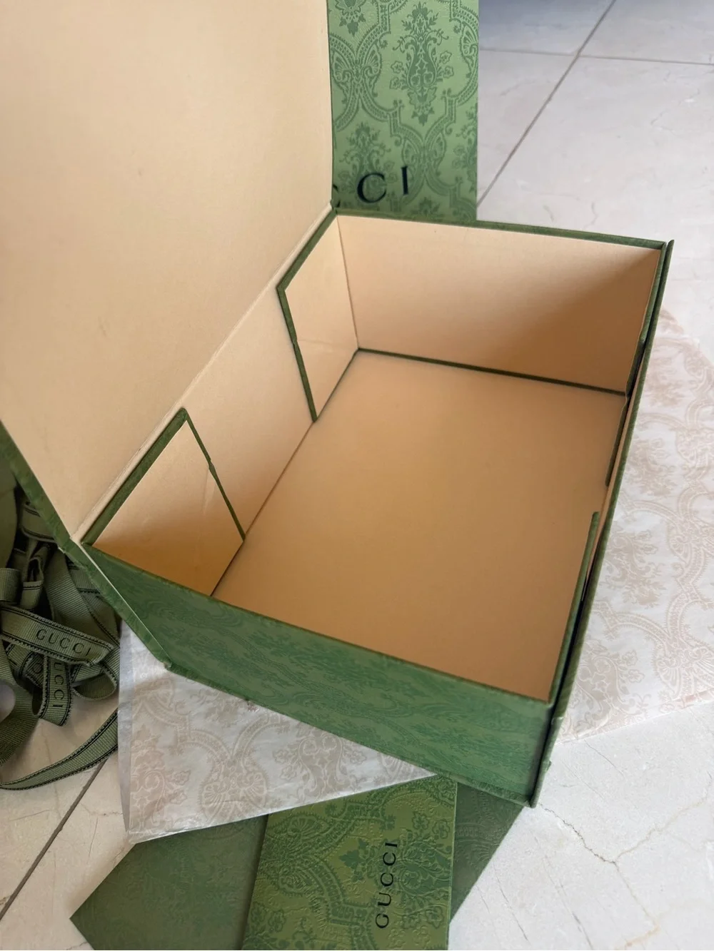 2 authentic Gucci Green Gift Box and Accessories Set